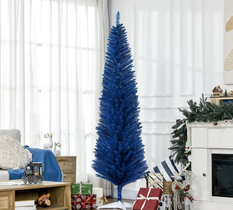 blue christmas tree, Seven-Foot Blue Pencil Tree